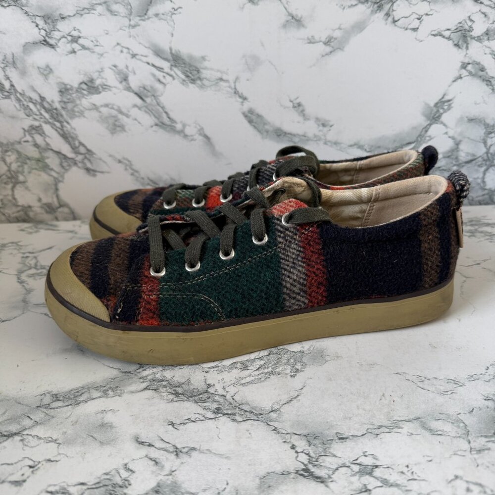 Keen Women 8 Elsa Sneakers Shoe Tartan Plaid Wool Fabric Casual Lace Up Low Top - Picture 3 of 8